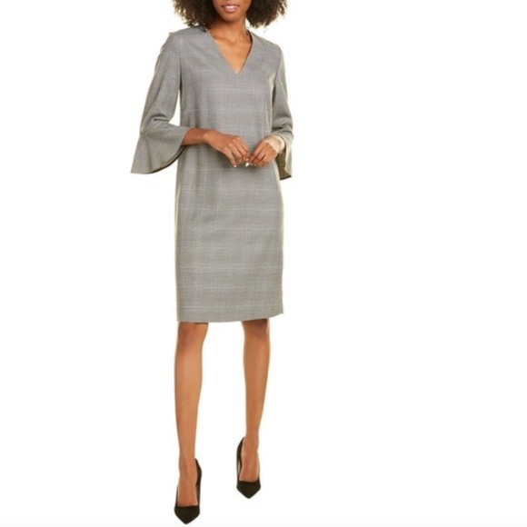 Escada Dariellena Wool Blend Shift Dress - Black, White, & Blue - Picture 1 of 5